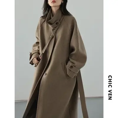 Image de Manteau Trench Long Femme en Laine - Automne/Hiver 2024