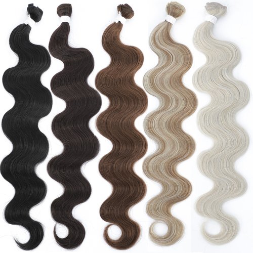 Afbeelding van Kleurrijke Body Wave Haarbundels 613 Piano Blonde - Natuurlijke Synthetische Hair Extensions met Ombre Effect, Dikke Paardenstaart voor Los en Diep Haar Weven
