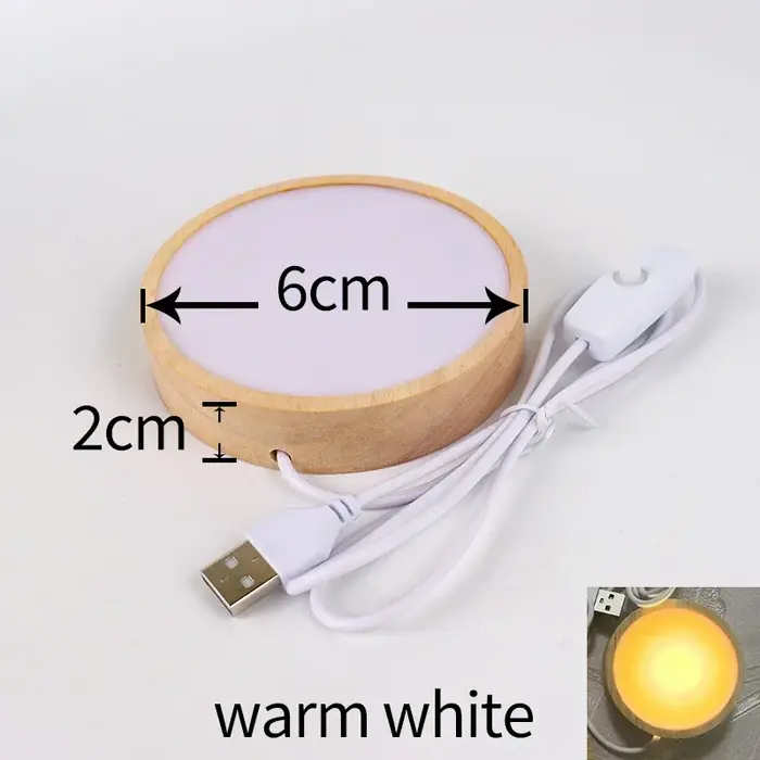 Image de Base en Bois pour Veilleuse LED - Support Décoratif 3D