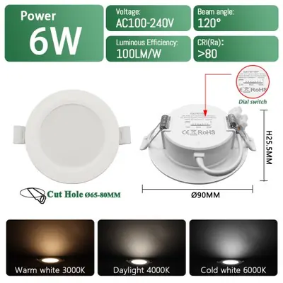 Image de Spot LED Encastrable Rond/Carré 6W-20W - Éclairage Intérieur Moderne