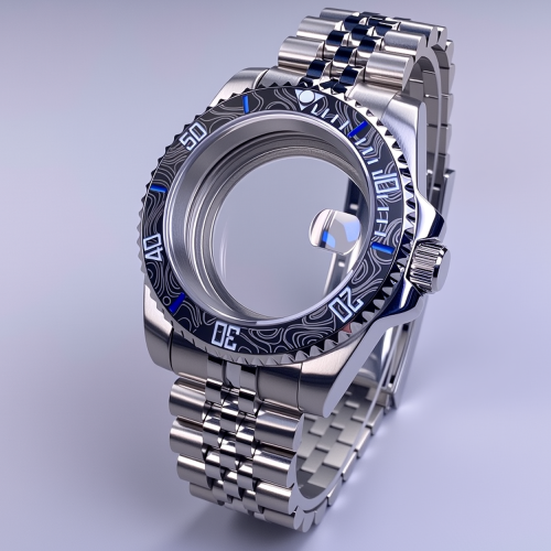Image of 40mm NH35 Silver Watch Case with Sapphire Crystal, 120-Click Crown, Compatible with NH34, NH35, NH36 Movements, Water Resistant, 28.5mm Dial