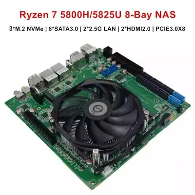 Image de Carte mère ITX AMD Ryzen 7 5800H/5825U, 8 baies NAS, 2 NVMe, 2x5G LAN