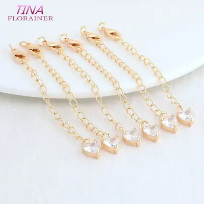 Image de Chaîne d'Extension Laiton Or 14K - 6 Pièces avec Fermoirs