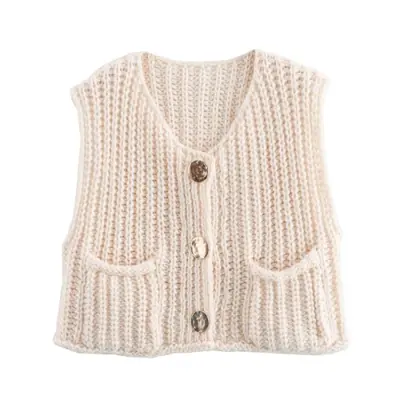 Image de Gilet Tricoté Coréen Femme - Style Décontracté & Luxe