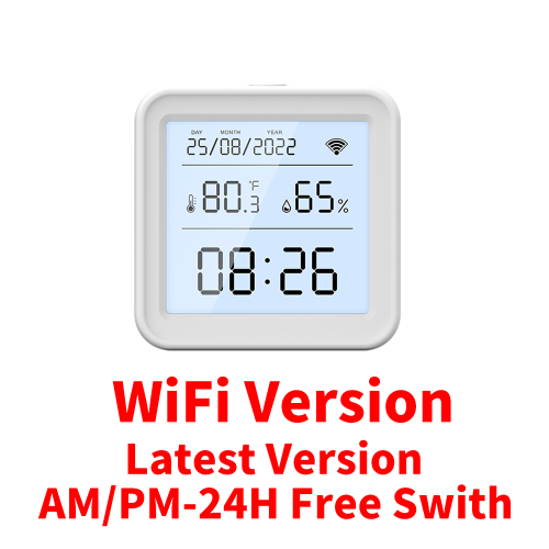 Zdjęcie Tuya WIFI czujnik temperatury i wilgotności higrometr termometr inteligentne podświetlenie domu inteligentne wsparcie życia Alexa asystent Google