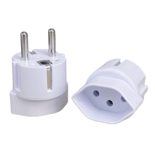 Zdjęcie Adapter podróżny Schuko do Niemiec, Francji i Szwajcarii – ultrakompaktowy, lekki wtyczka typu E/F z kompatybilnością dla Rosji i Korei Południowej