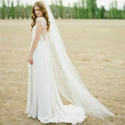 Image de Voile de Mariée Long en Tulle - Élégant & Pratique