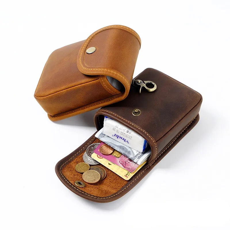Afbeelding van Echte Lederen Vintage Mini Heuptas met Kaarthouder, Sleutelorganizer en Sigarettenkoker voor Mannen en Vrouwen