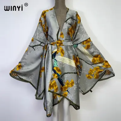 Image de Caftan de Plage Boho Femme - Kimono Élégant Manches Longues