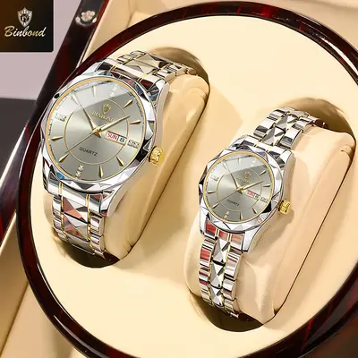 Image de Montres de Couple Élégantes en Acier Inoxydable - Cadeau Saint Valentin