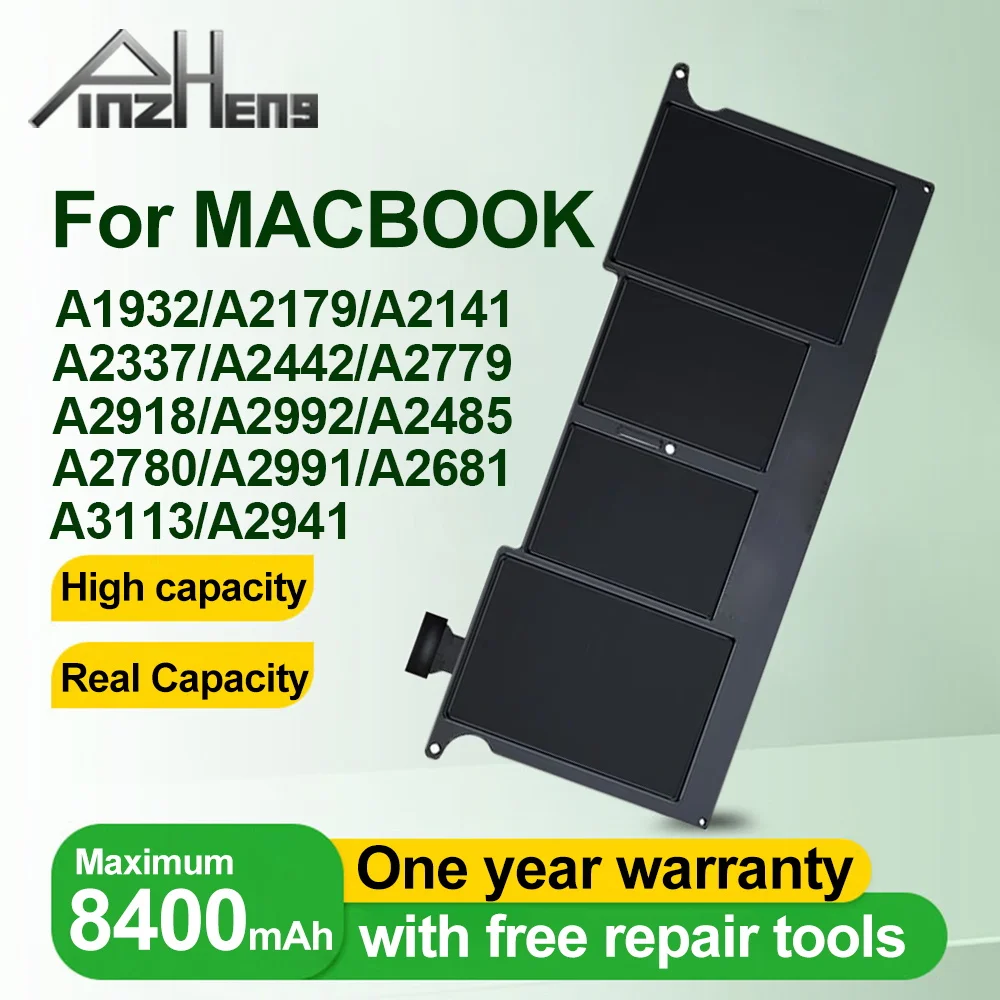 Image of Pinzheng Compatible Replacement Battery for MacBook Air 13-inch (A2337, A1932, A2179, A2681), MacBook Pro 15-inch (A2141, A2941), MacBook Pro 14-inch (A2442, A2779, A2918, A2992), and MacBook Pro 16-inch (A2485)