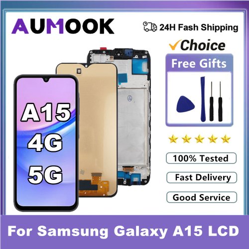 Afbeelding van AMOLED Display met Touchscreen Digitizer voor Samsung Galaxy A15 (4G & 5G) - Modelnummers A155F, A155M, A156B, A156E - Hoogwaardige Vervangingsscherm