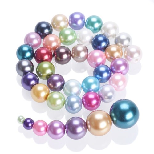 Imagen de Cuentas espaciadoras sueltas redondas de vidrio recubierto de perlas coloridas, 4mm, 6mm, 8mm, 10mm, 12mm y 14mm, venta al por mayor para fabricación de joyería, accesorios para manualidades DIY