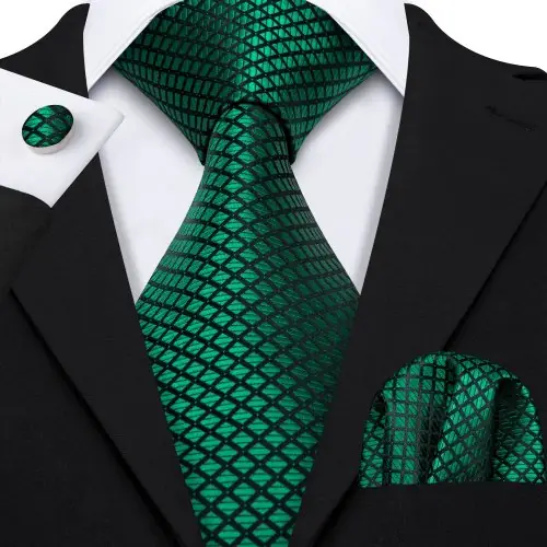 Image de Ensemble Cravate Vert Soie Homme - Élégance & Style
