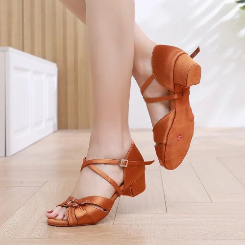 Image of Elegant Latin Dance Shoes for Women and Girls – Stylish Salsa, Tango, and Ballroom Performance Sandals with 3.5cm Heel for Smooth Movement