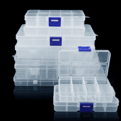 Plastikowe pudełko na biżuterię 10/15/24 przegródka organizer do przechowywania koralików pojemnik regulowane pudełko do przechowywania biżuterii prostokątne etui