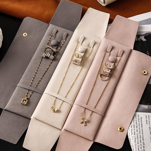 Afbeelding van Eco-Friendly Microvezel Sieraden Organizer met Draagbare Tas – Ideaal voor Kettingen, Oorbellen en Ringen