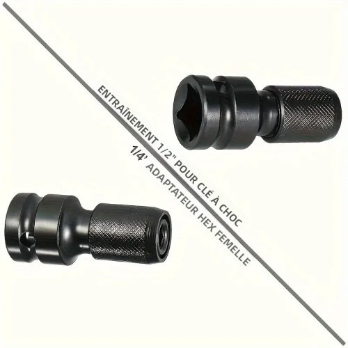 Imagen de Adaptador de mandril convertidor de adaptador de enchufe hembra hexagonal de 1/4 a unidad cuadrada de liberación rápida de 1/2 pulgadas para llave de impacto y trinquete