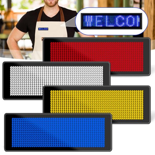 Immagine di Targhetta LED Ricaricabile con App Bluetooth: Display Digitale Programmabile per Messaggi a Scorrimento, Ideale per Eventi e Festival