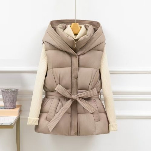 Imagen de Chaleco de algodón cálido para mujer con capucha, chaqueta acolchada sin mangas, abrigo invernal elegante y cómodo 2025