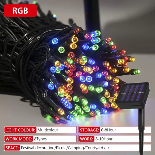 Immagine di Luci a Stringa Solari LED 32m - Decorazione Natalizia Esterna Impermeabile