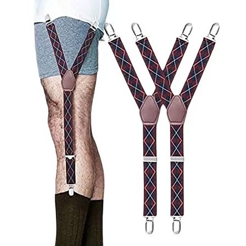 Imagen de 2 unids/set de soportes para camisas para hombre, 3 Clips de Metal en forma de Y, tirantes elásticos ajustables para piernas, correas antideslizantes para calcetines, abrazaderas para liga