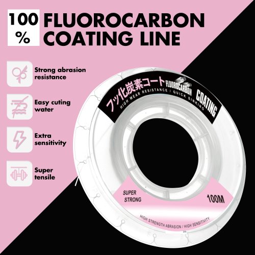 Image of Zukibo 100 Japan Fluorocarbon Coated Fishing Line – High Abrasion Resistant Nylon Monofilament Leader for Professional Anglers