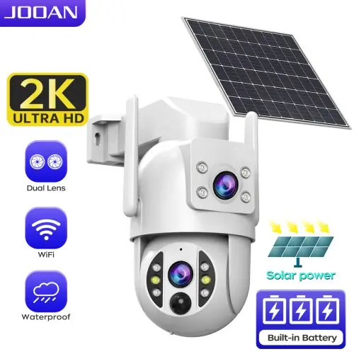 Image de Caméra de Surveillance Solaire 4K avec Détection Humaine