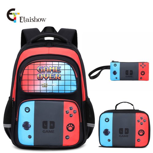 Imagen de Patrón de consola de juegos de regreso a la escuela, mochilas escolares DIY para estudiantes de prim...