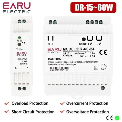 Image de Alimentation DC 5V/12V/24V - Mini Transformateur Industriel sur Rail DIN