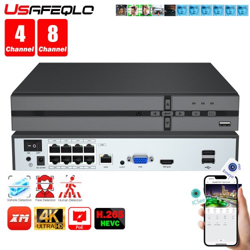 Image of Face detection H.265 8ch*4K 4ch/8ch PoE Network Video Recorder Surveillance PoE NVR 4/8Channel For HD 8MP 5MP IP Camera