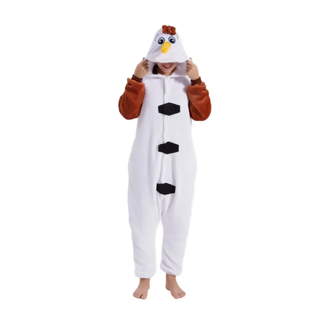 Imagen de Kigurumi Olaf Muñeco de Nieve para Adultos - Disfraz de Cosplay con Pijama de Lana Blanco, Ideal para Fiestas y Ropa de Dormir