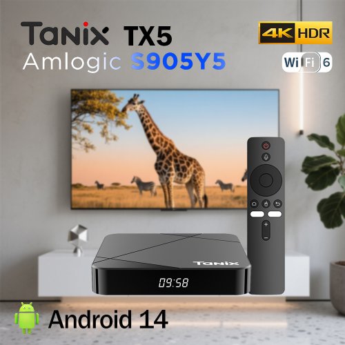 Afbeelding van Smart TV Box Tanix TX5 met Amlogic S905Y5, Android 14.0, 2,4G & 5G WiFi 6, 4K 60fps HDR10 en Bluetooth - Volledige Media Speler voor Thuisgebruik