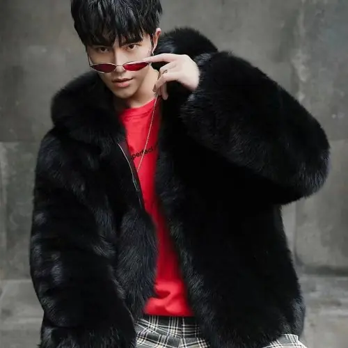 Image de Manteau Homme Fausse Fourrure Capuche - Hiver Luxe & Chaud