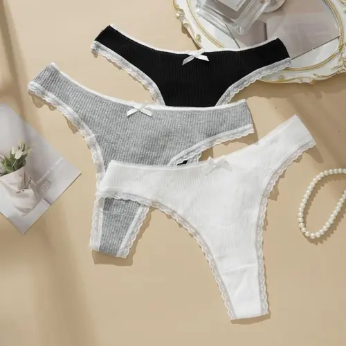 Image de Culottes Sexy en Dentelle - 3 Pièces Confortables & Élégantes