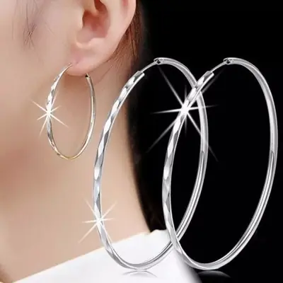 Image de Boucles d'oreilles en argent 925 - Grand cercle élégant 5 cm