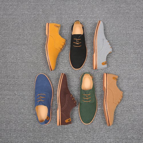 Imagen de Zapatos de Cuero de Ante para Hombre - Zapatillas Informales Oxford Clásicas, Calzado Cómodo y Elegante, Zapatos de Vestir Planos en Talla Grande, Primavera 2022