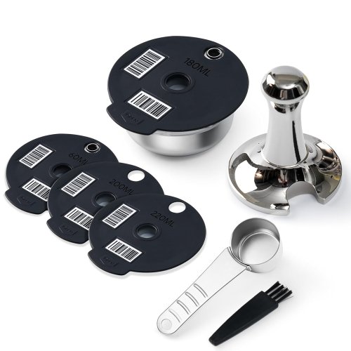 Image of Eco-Friendly Stainless Steel Reusable Tassimo Pods with Silicone Tamper Set – Perfect for Bosch Tassimo Machines