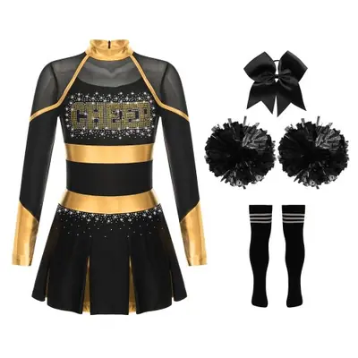 Image de Costume Pom-Pom Girl Enfant - Tenue Scintillante pour Danse Scolaire