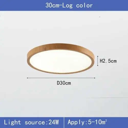 Image de Plafonnier LED Ultra Mince Design Bois Noyer