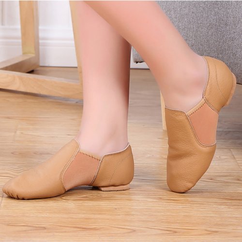 Zdjęcie CLYFAN 24-44 Jakość Sheepskin Jazz Dance Shoes Tan Black Antiskid Sole Jazz Shoes Adults Dance Sneakers For Chidren Girls Women