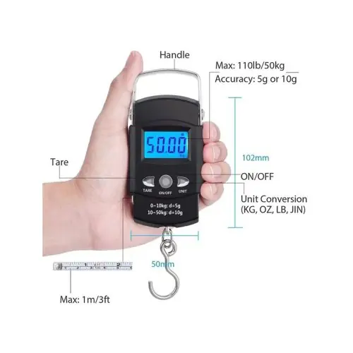 Image de Balance Électronique Pêche 50kg - Écran LCD Bleu Rétroéclairé