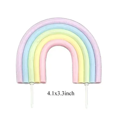 Image de Décoration Gâteau Arc-en-Ciel - 3 Couleurs Douces