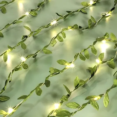 Image de Guirlande Lumineuse Vigne Artificielle Feuilles Vertes