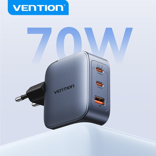 Afbeelding van Vention 70W GaN-lader Quick Charge 3.0 USB-C-lader voor iPhone 17 16 15 Pro iPad Macbook Air Tablet PD Type-C snellader