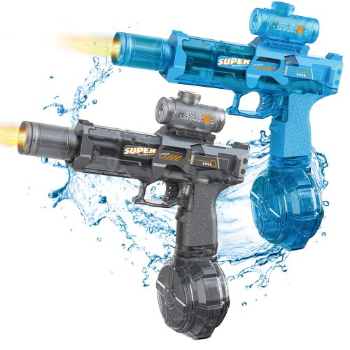 Immagine di Pistola ad Acqua Elettrica con Sensore di Fiamma Simulata, Luce LED e Caricamento Automatico – Gioco d’Acqua Tattico per Adulti e Bambini, Ideale per Spiaggia e Outdoor