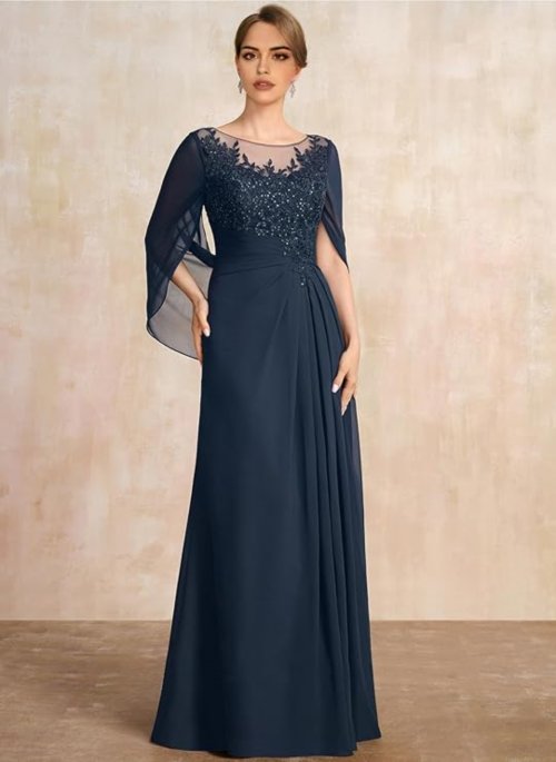 Imagen de Vestidos Elegantes para Madre de la Novia con Capa y Encaje