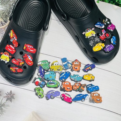 Image of 36-Piece Cartoon Car PVC Garden Shoe Charms for Clogs, Sandals, and Slip-Ons – Fun Shoe Accessories for Kids' Shoes and Party Gifts