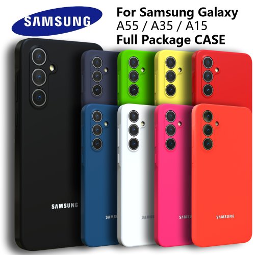 Image of Premium Silky Silicone Case for Samsung Galaxy A55, A35, A15, A54, A34, A14, A53, A33, A52, A32, A12 – Soft Touch Protective Back Cover with Shock Absorption