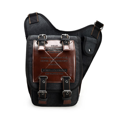 Imagen de Bolsos cruzados para hombre, bolsos de hombro de lona para hombre, bolsos de mensajero para niño, bolsos de viaje, bolso marrón informal de estilo Vintage